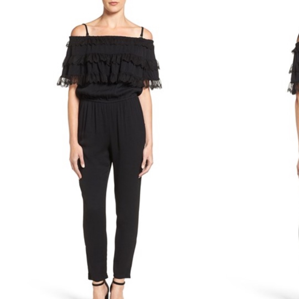 NWT Ella Moss Lace Trim Off The Shoulder Jumpsuit