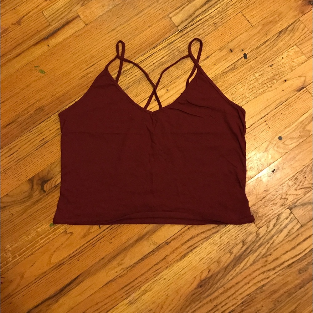 Ox blood crop top with front straps