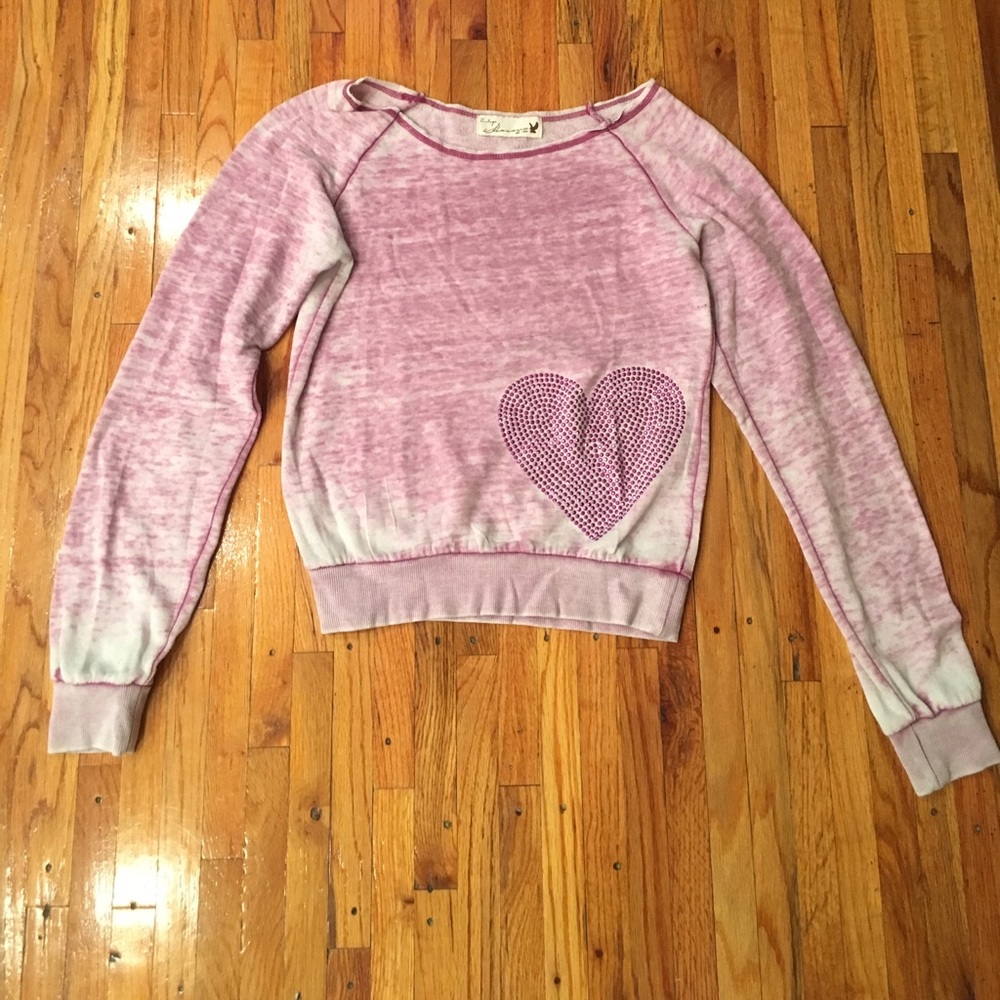 Vintage Havana Pink Purple Heart Sweater