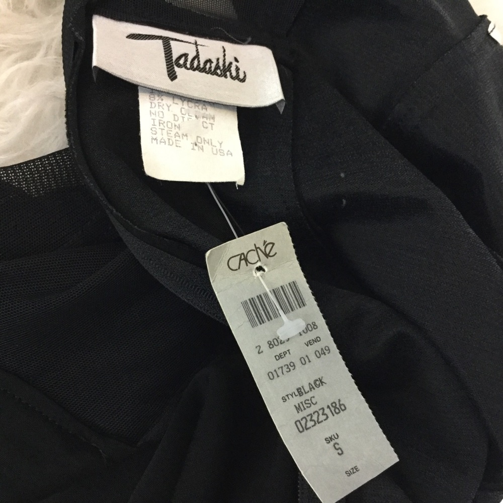 New TADASHI Small Black Cut Out Formal Prom Dress Vintage Full Length Gown FIRM$ - Picture 7 of 8