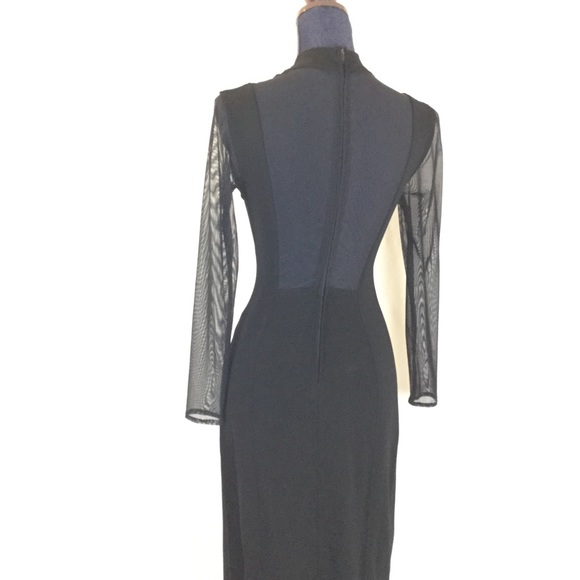 New TADASHI Small Black Cut Out Formal Prom Dress Vintage Full Length Gown FIRM$ - Picture 3 of 8