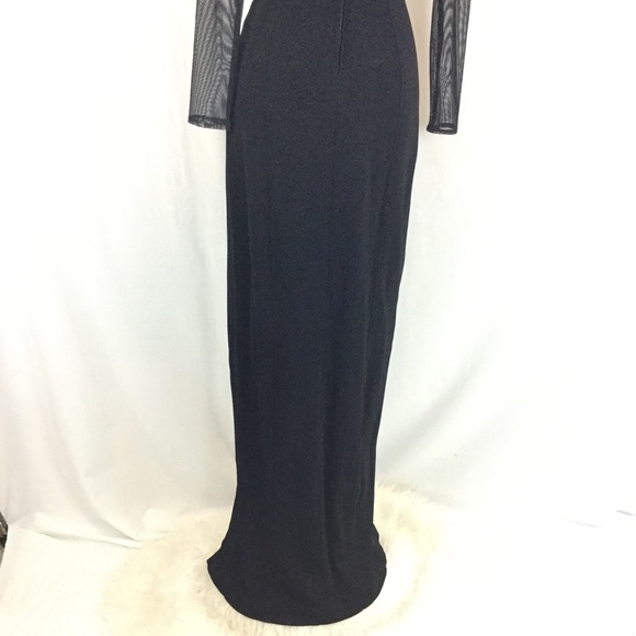 New TADASHI Small Black Cut Out Formal Prom Dress Vintage Full Length Gown FIRM$ - Picture 5 of 8
