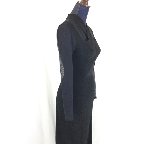 New TADASHI Small Black Cut Out Formal Prom Dress Vintage Full Length Gown FIRM$ - Picture 6 of 8