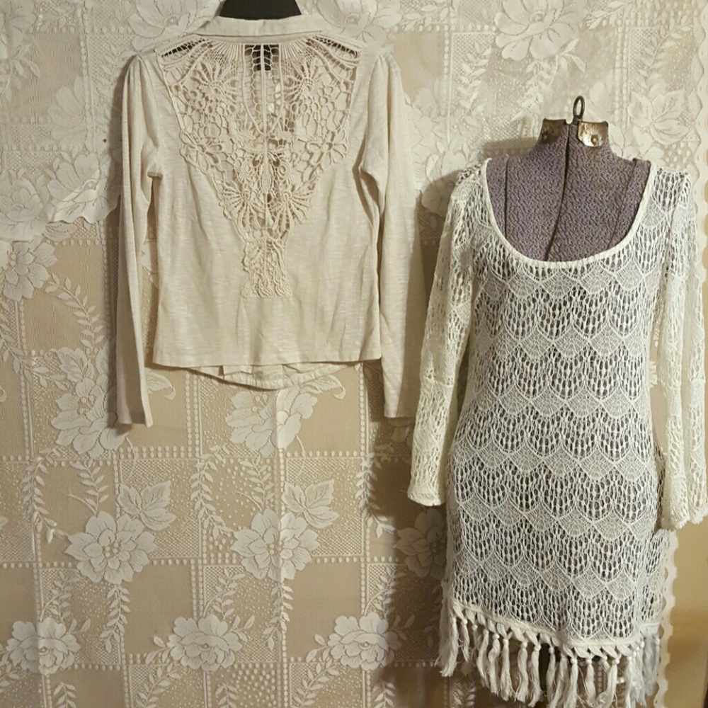 2 Piece Bundle Lace Dress & Lace adorned Cardigan