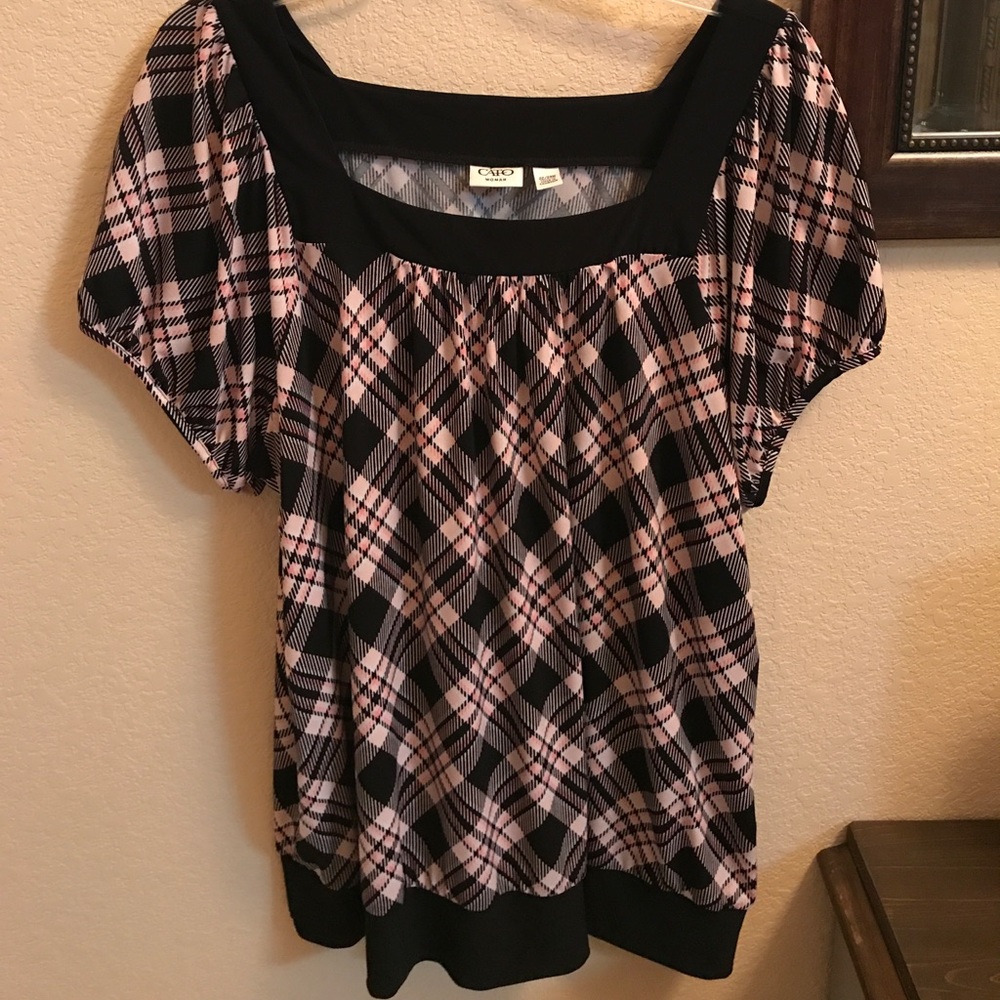 Beautiful black and pink plaid blouse