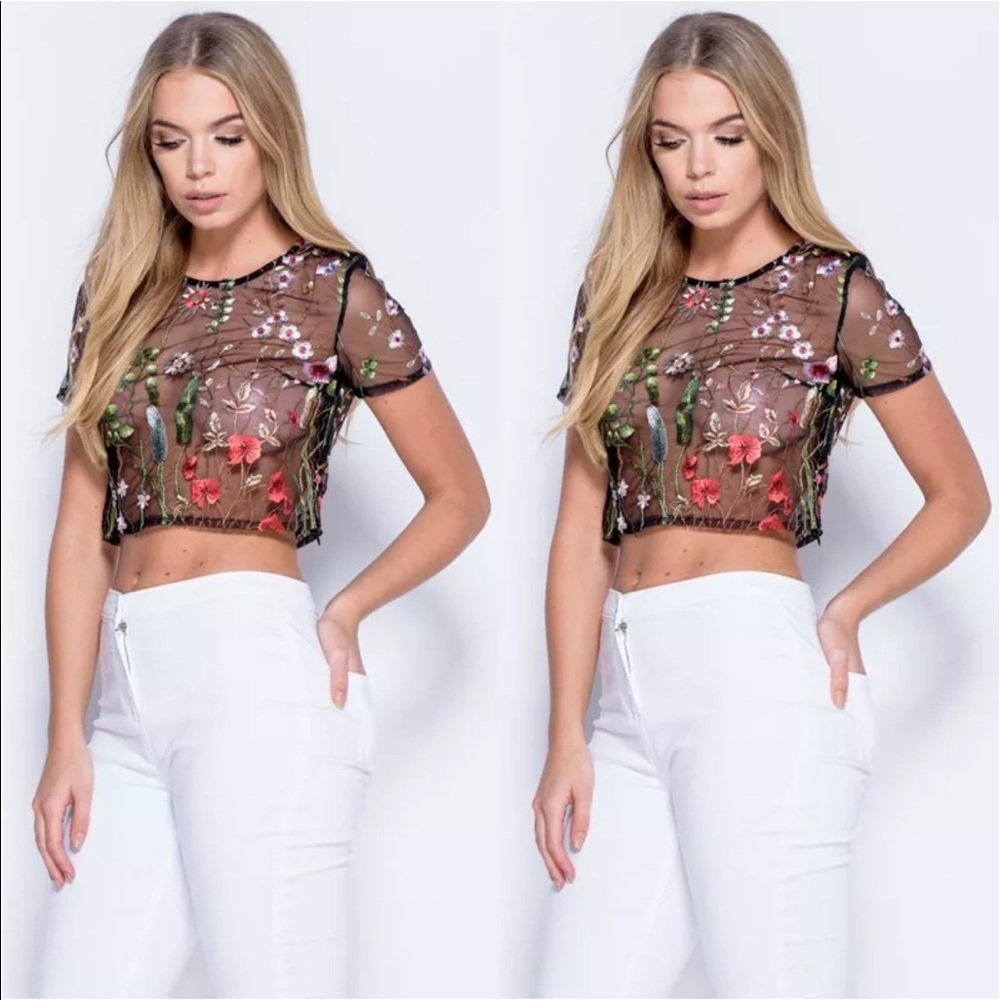 detailed embroidered crop top