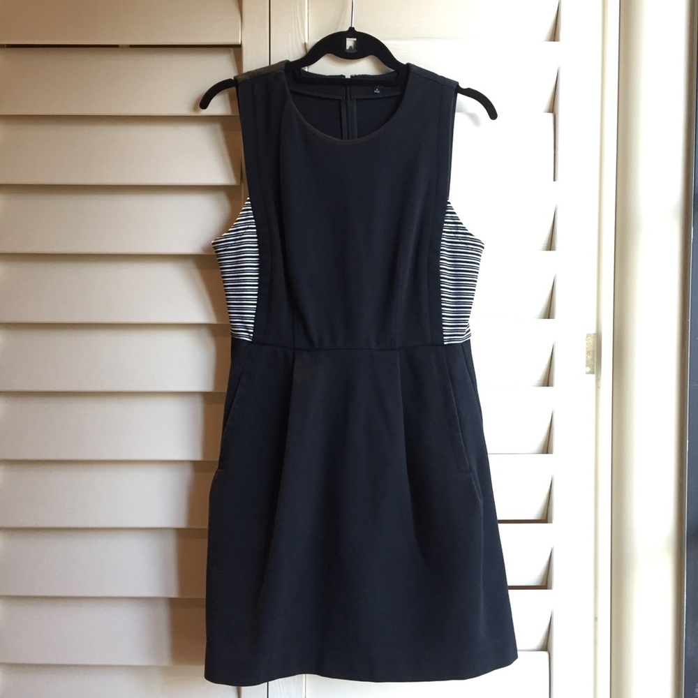 Madewell Black Tank Dress with Striped sides