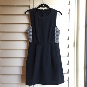 Madewell Black Tank Dress with Striped sides