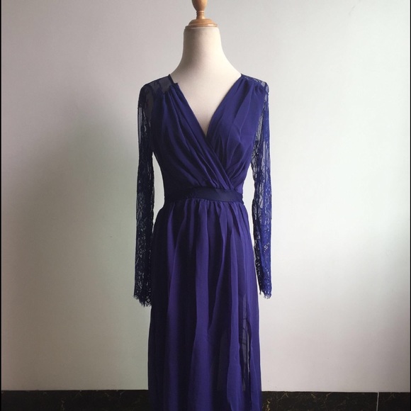 Navy blue maxi dress DRC117 - Picture 3 of 4