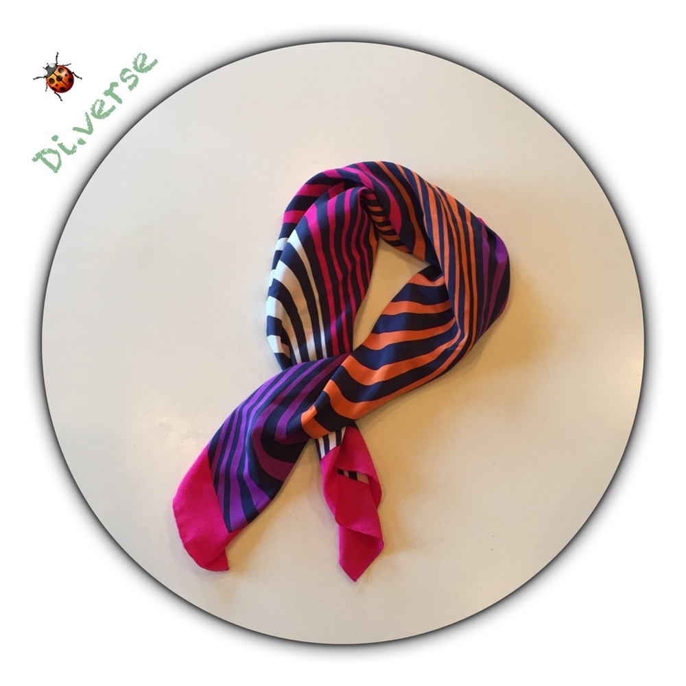 Beautiful multi color silk scarf hand rolled hem