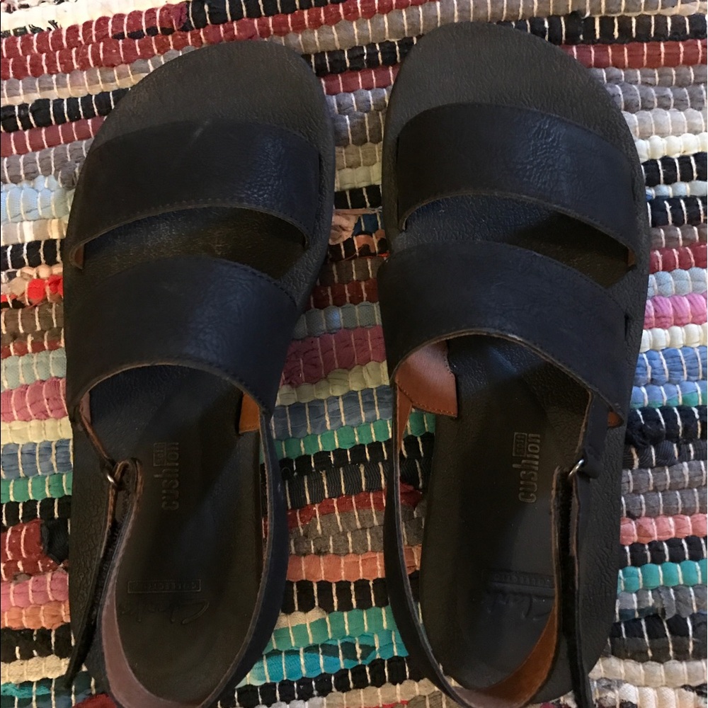 Clarks black strap sandals