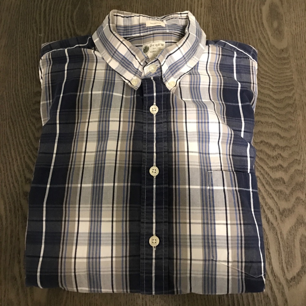 J.Crew Blue Plaid Large Button Down Shirt