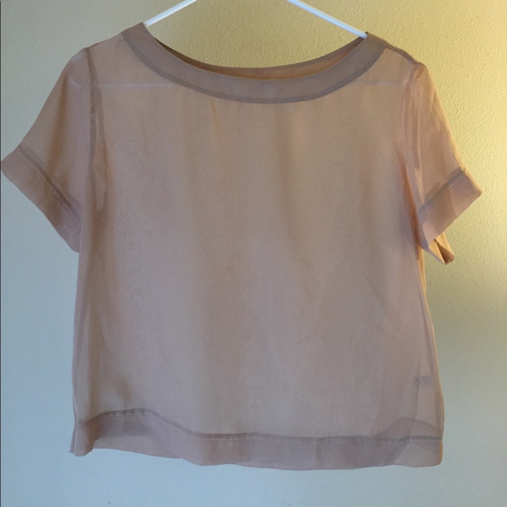 Nude chiffon tee