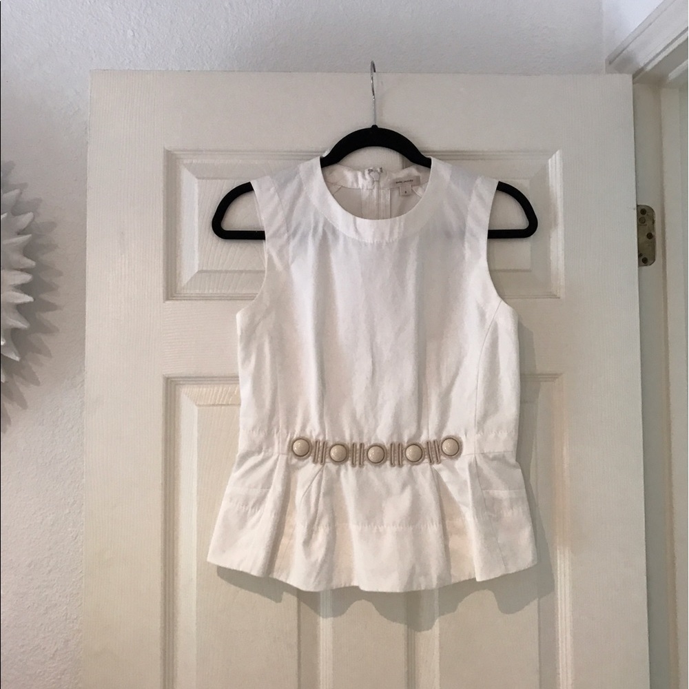 Marc Jacobs White Peplum Blouse With Cabuchon