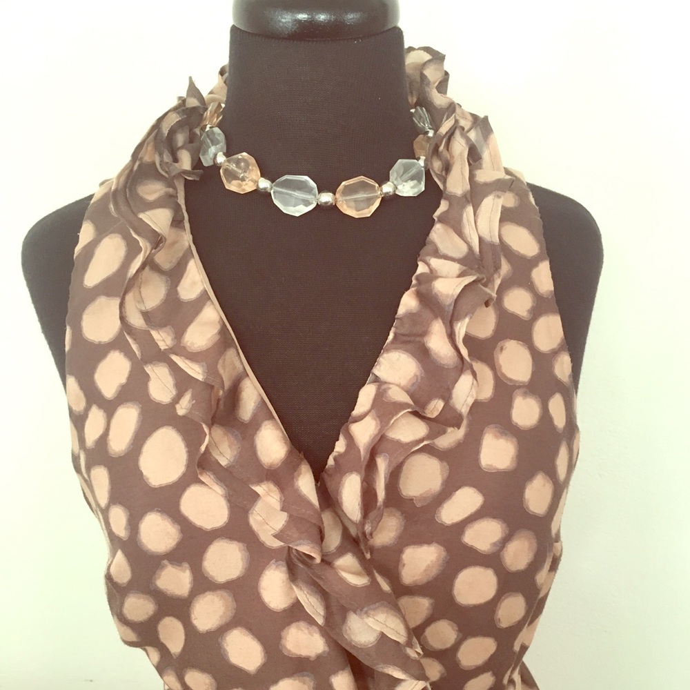 Gorgeous LOFT taupe and peach wrap dress