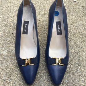 Women's Vintage Bally Navy Leather Heels 6.5M New Women's Vintage Bally Navy Leather Heels 6.5M New