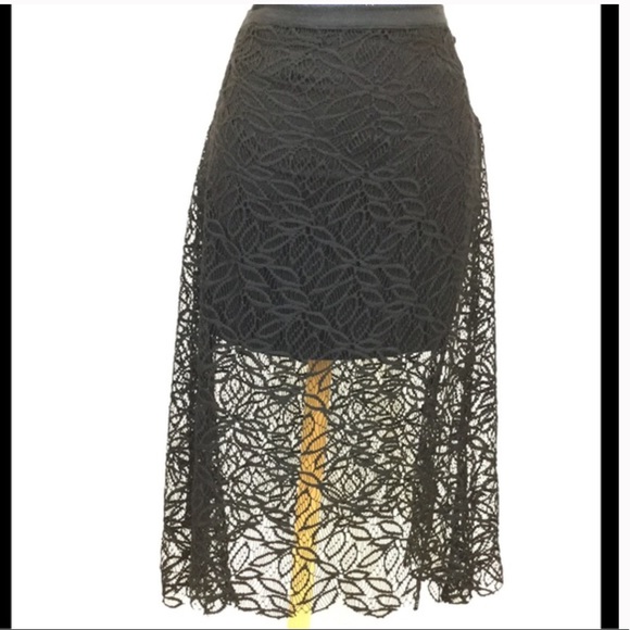 New LIBERTY GARDEN Medium Black Lace Hi Low Skirt - Picture 1 of 8