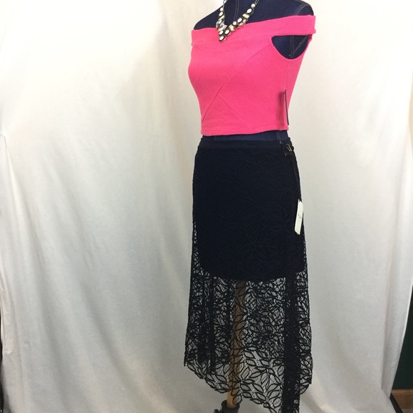 New LIBERTY GARDEN Medium Black Lace Hi Low Skirt - Picture 5 of 8