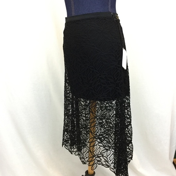 New LIBERTY GARDEN Medium Black Lace Hi Low Skirt - Picture 6 of 8
