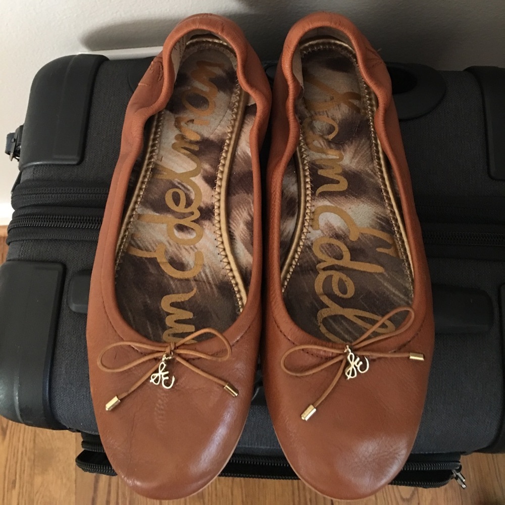 Sam Edelman Felicia Camel Brown Leather Flats 7.5
