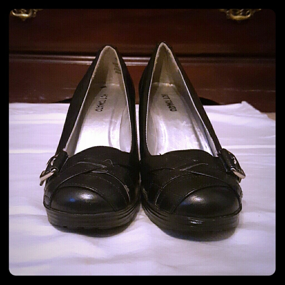 Black Heels with Silver Buckle