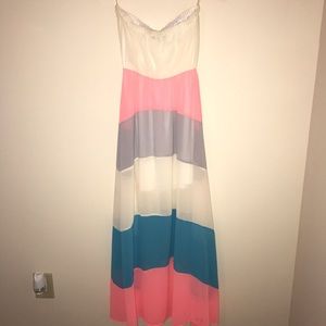 Gorgeous Sheer Color Block Tube Dress M