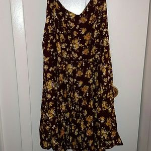 F21+ burgundy & yellow floral sun dress 2X