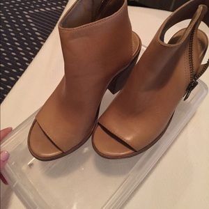 Peep toe block heel booties