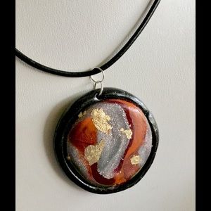 Handmade polymer clay pendant