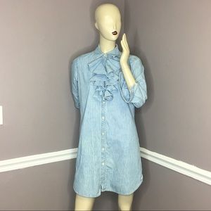 CHAMBRAY RALPH LAUREN COLLECTION DENIM SHIRTDRESS