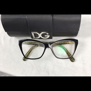 Dolce & Gabbana black and gold cat eye glasses