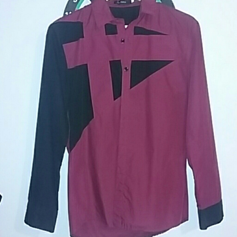 Red and Black unique design button down shirt