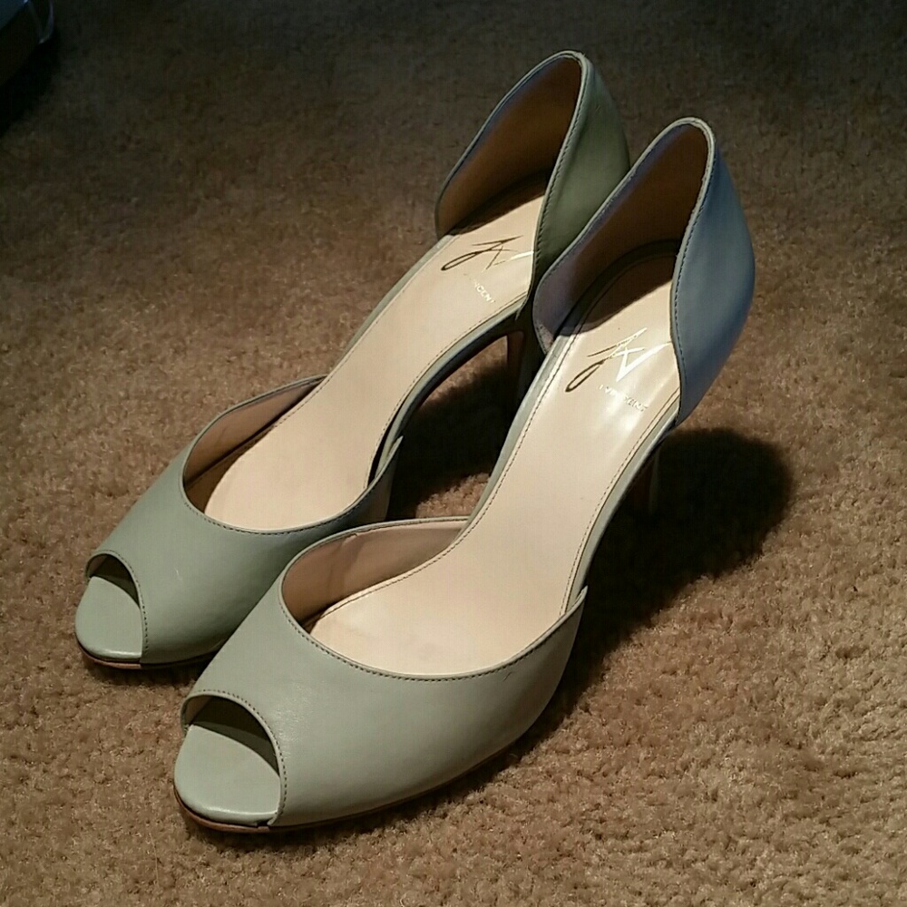 J Vincent open toed pumps (mint green)