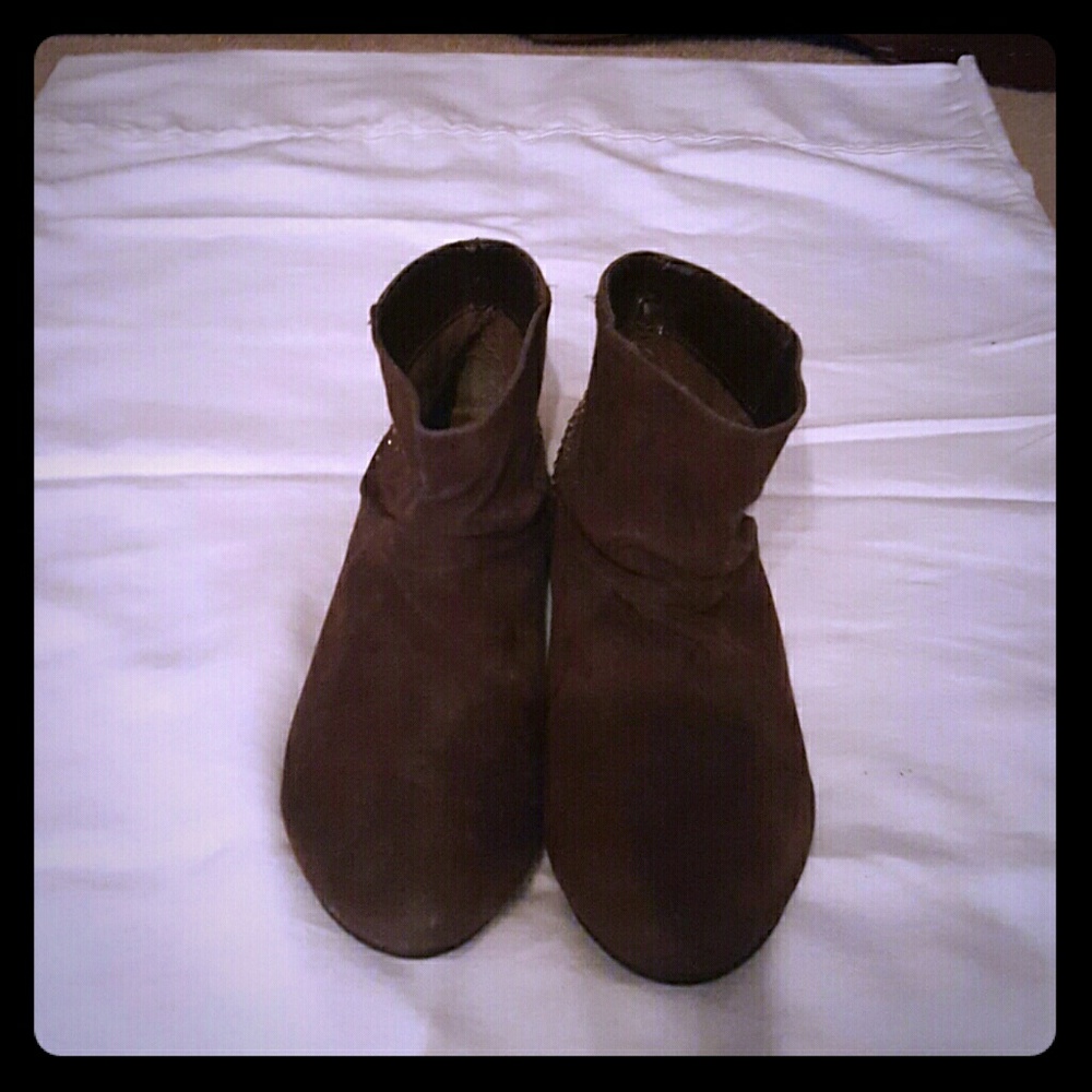 Chocolate Booties with Amber Rhinestones