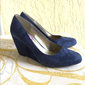 BCBG Paris Blue Suede Wedges