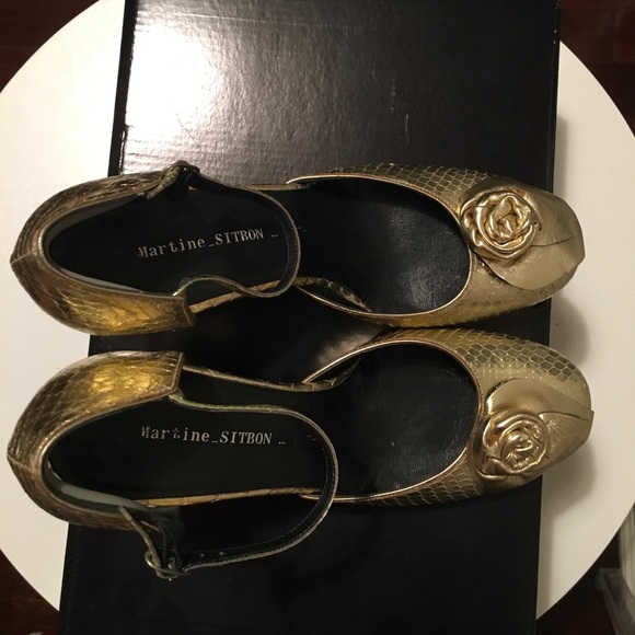 💯Auth Martine Sitbon Golden Snake skin Rose Heels - Picture 6 of 7