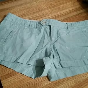 Teal and white pinstripe shorts