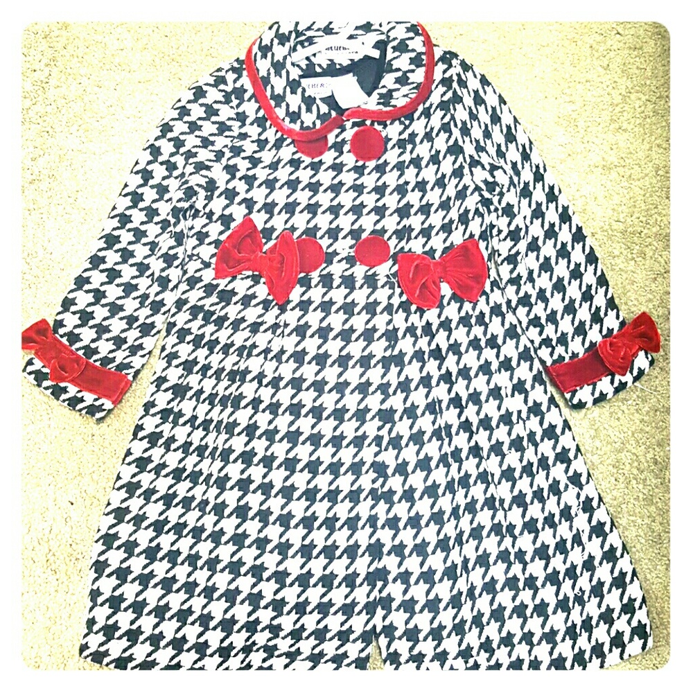 Hounds tooth Overcoat with Black Velvet dress set