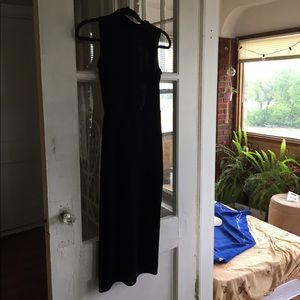Black velvet open back dress