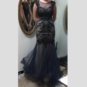 Elegant long formal gown or prom dress