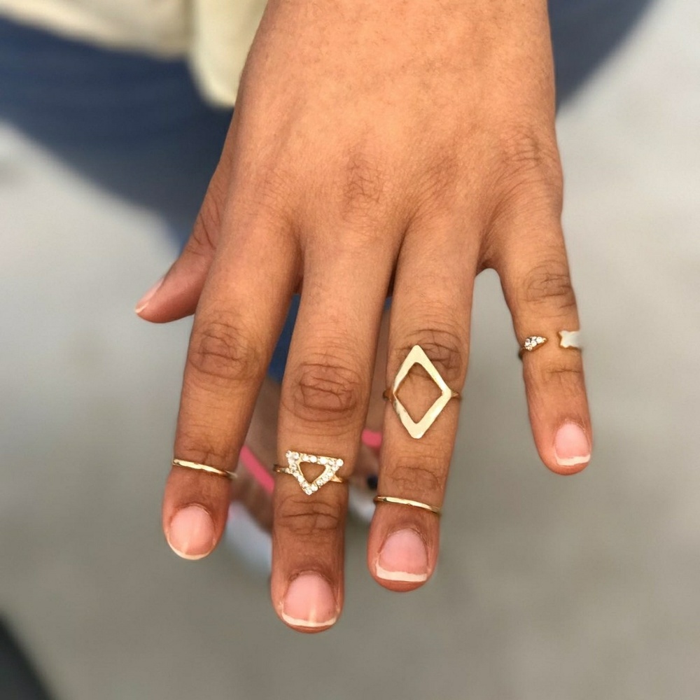 5pc gold diamond triangle knuckle rings