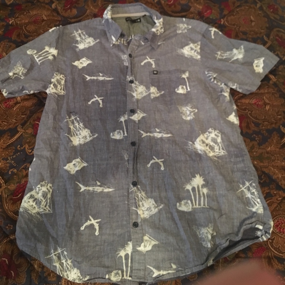 Ocean Current grey and white pirate button down