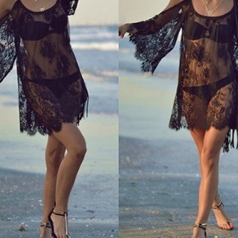 🎀LAST ONE! Sexy Lace Top / Cover Up / Lingerie - Picture 2 of 4
