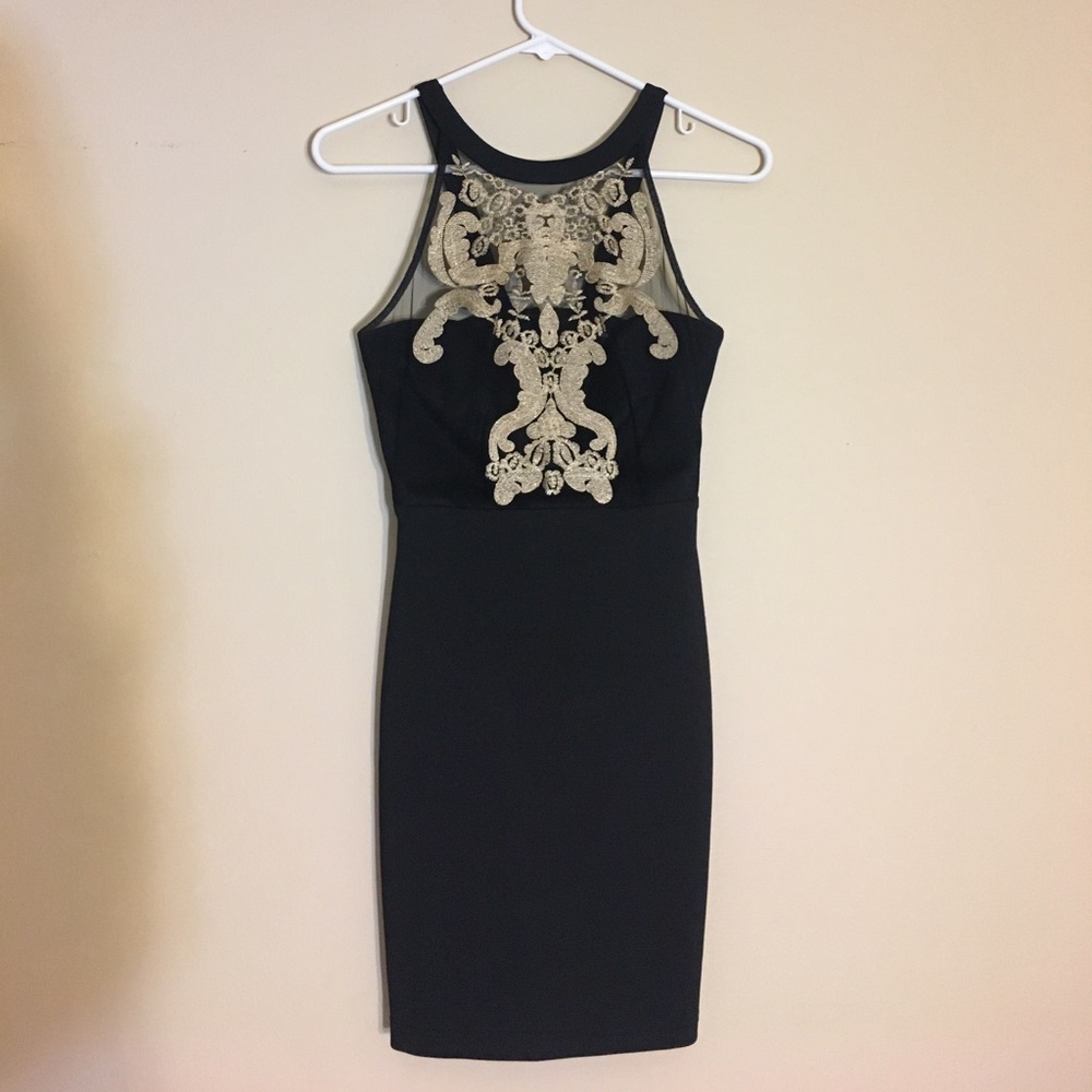 Black and gold tight dress from Forever 21