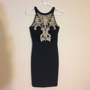 Black and gold tight dress from Forever 21