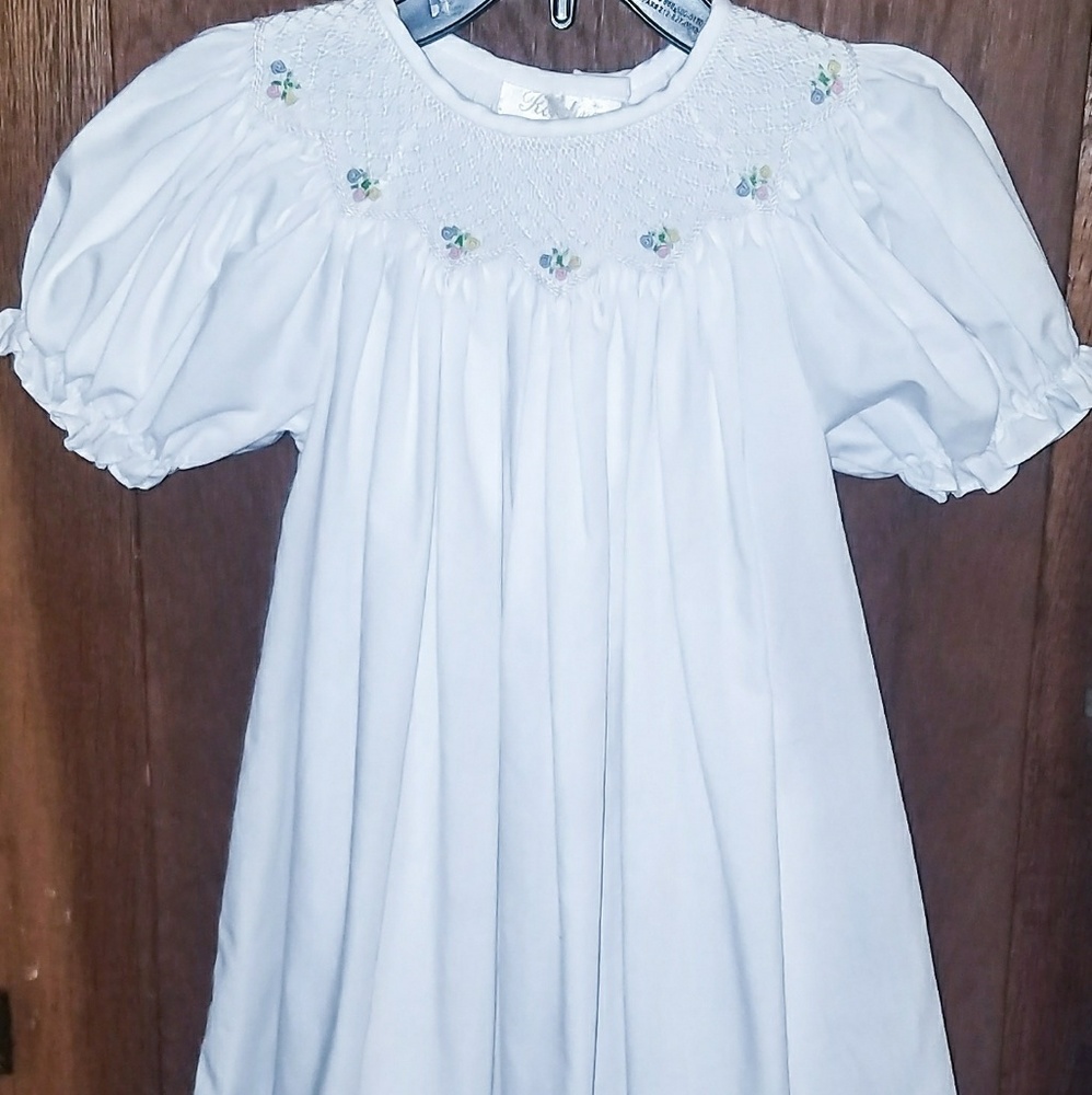 Rosalina White Smocked Bishop Dress (2T)