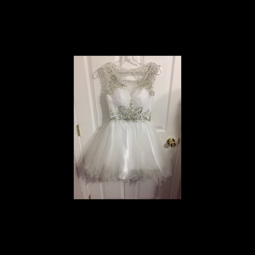 White dress with gems party dress