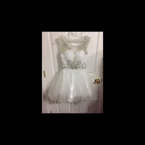White dress with gems party dress