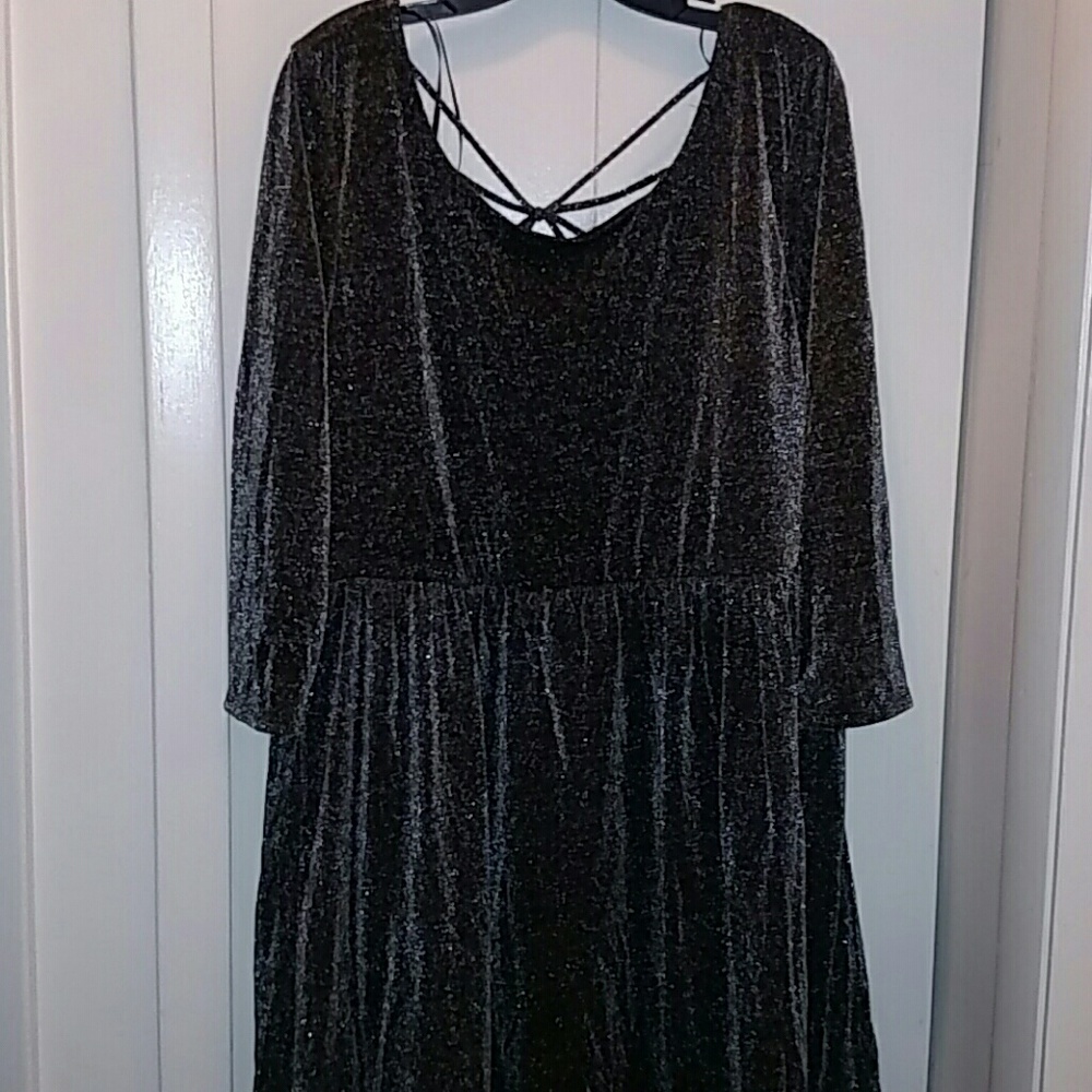 F21+ sparkly long sleeve dress