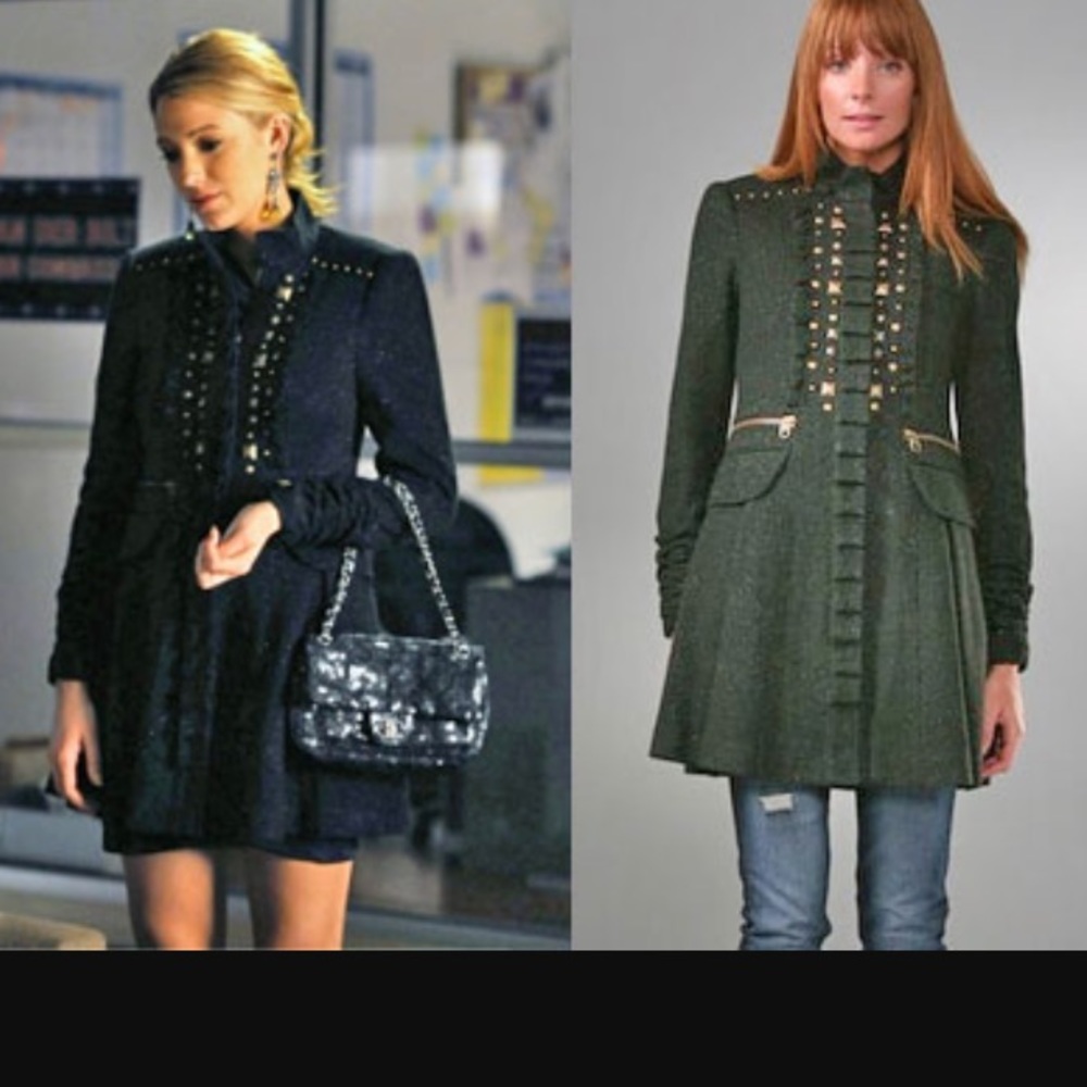 Nanette leopore dark green coat